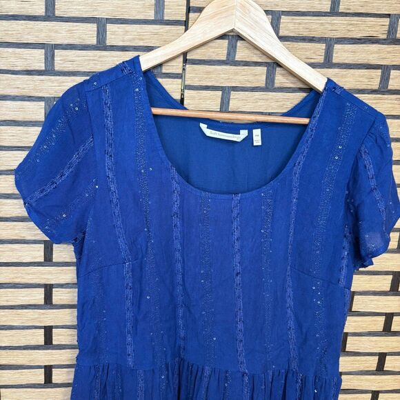 Soft Surroundings Blue Kara Shimmer Dress Size Medium Petite - Picture 4 of 9